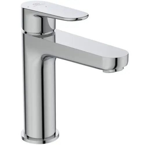 Waschtischarmatur von Ideal Standard mit einer Chrom-Oberfläche und einem flachen Auslauf. Die Bedienung erfolgt über einen integrierten Hebel.